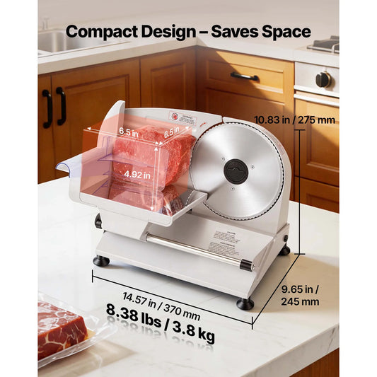 SucceBuy Electric Meat Slicer With Adjustable Thickness And Dual Blades