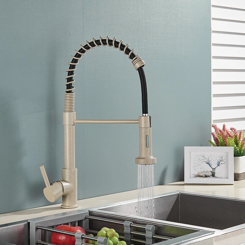 SHBSHAIMY Single Handle Pull Down Kitchen Faucet With Spring Sprayer
