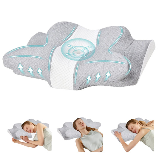 MCQ Ergonomic Memory Foam Cervical Pillow With Cooling Breathable Cover