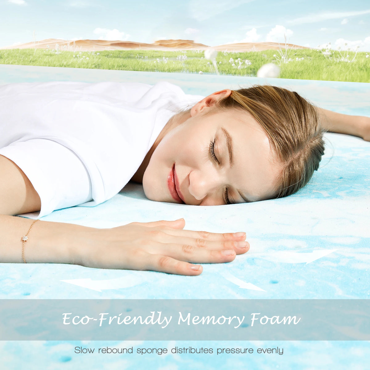 JHK Gel Cooling Memory Foam Mattress Topper for Breathable Comfort