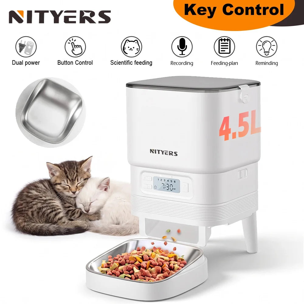 Nityers Automatic Pet Feeder With Stainless Steel Bowl And Timer