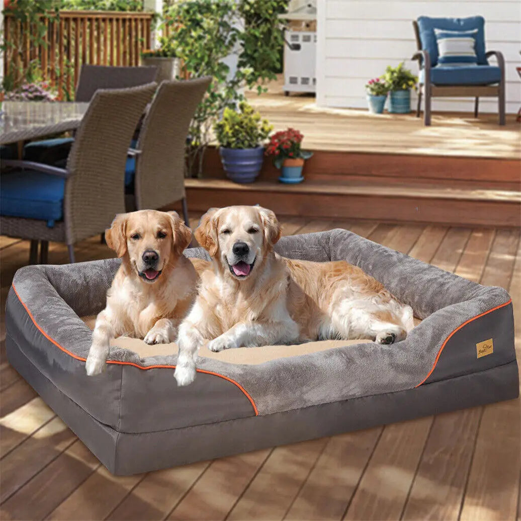 BINGOPAW Orthopedic Memory Foam Quilted Bolster Dog Bed