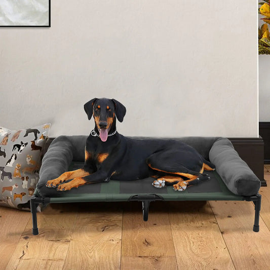 BINGOPAW Elevated Pet Lounger Bed With Cooling Plush Bolster