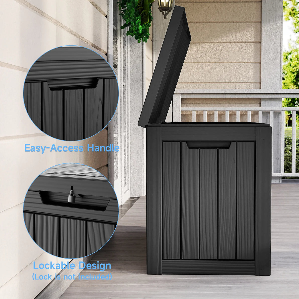 Waterproof Resin Outdoor Deck Storage Box With Lockable Lid